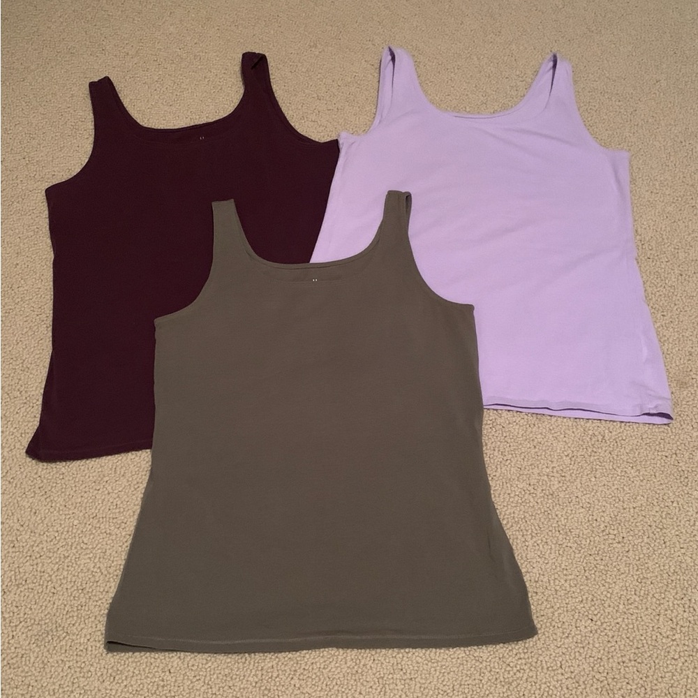 Women’s Medium JJill Perfect Tanks in Lavender, Burgundy, & Olive Bundle of 3